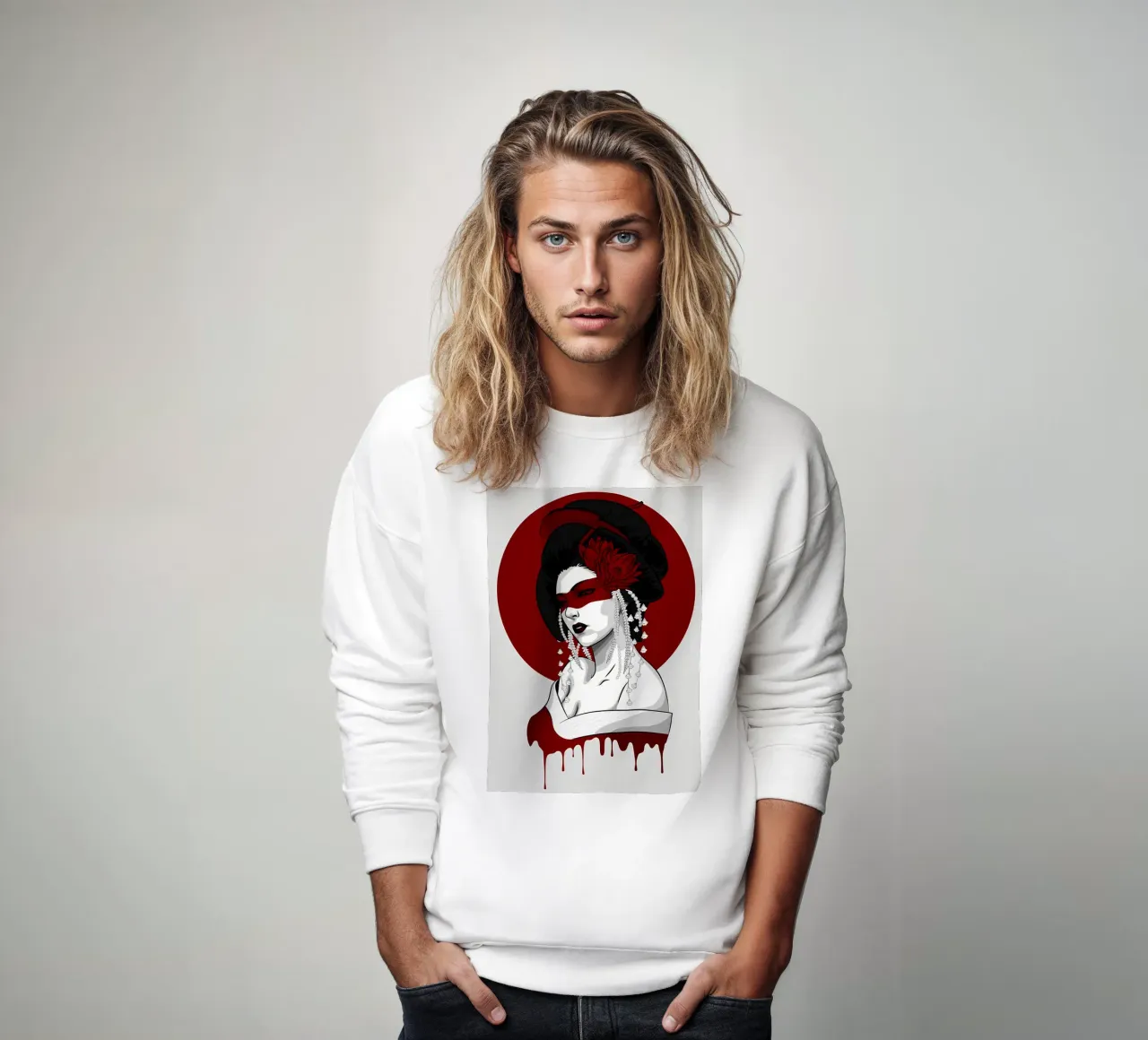 Geisha Samurai Female sweatshirt by Mikesell