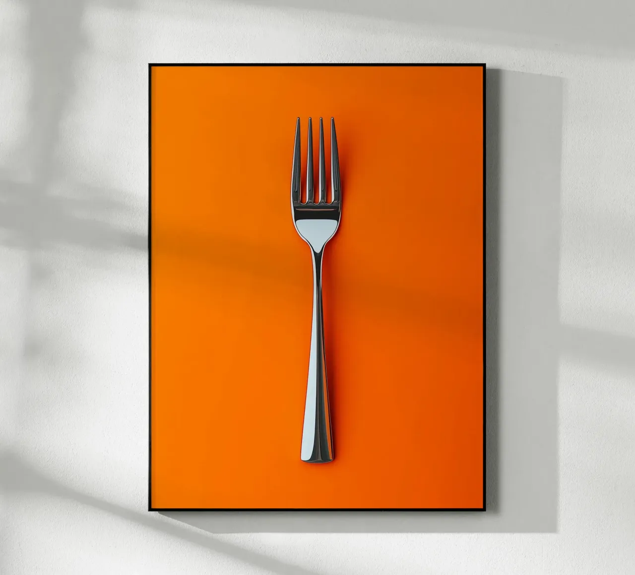 Forchetta d'argento su sfondo arancione plexiglass da Spice & Style