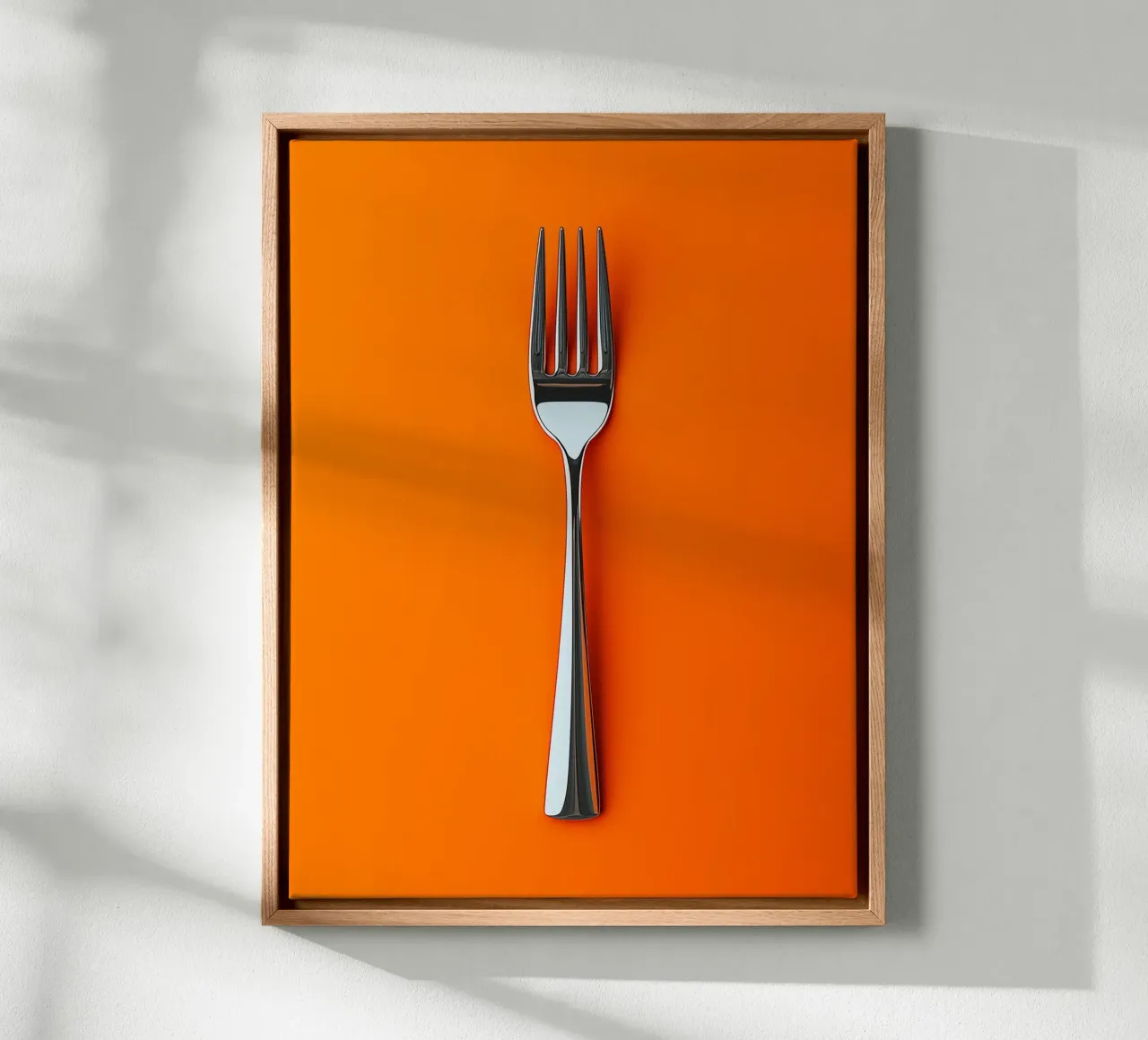 Forchetta d'argento su sfondo arancione tela con Cornice a cassetta da Spice & Style