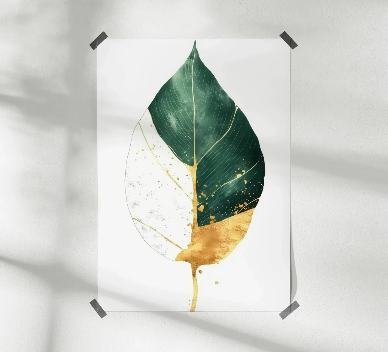 Acquerello a foglia d'oro poster con telaio in plastica da Ginnery