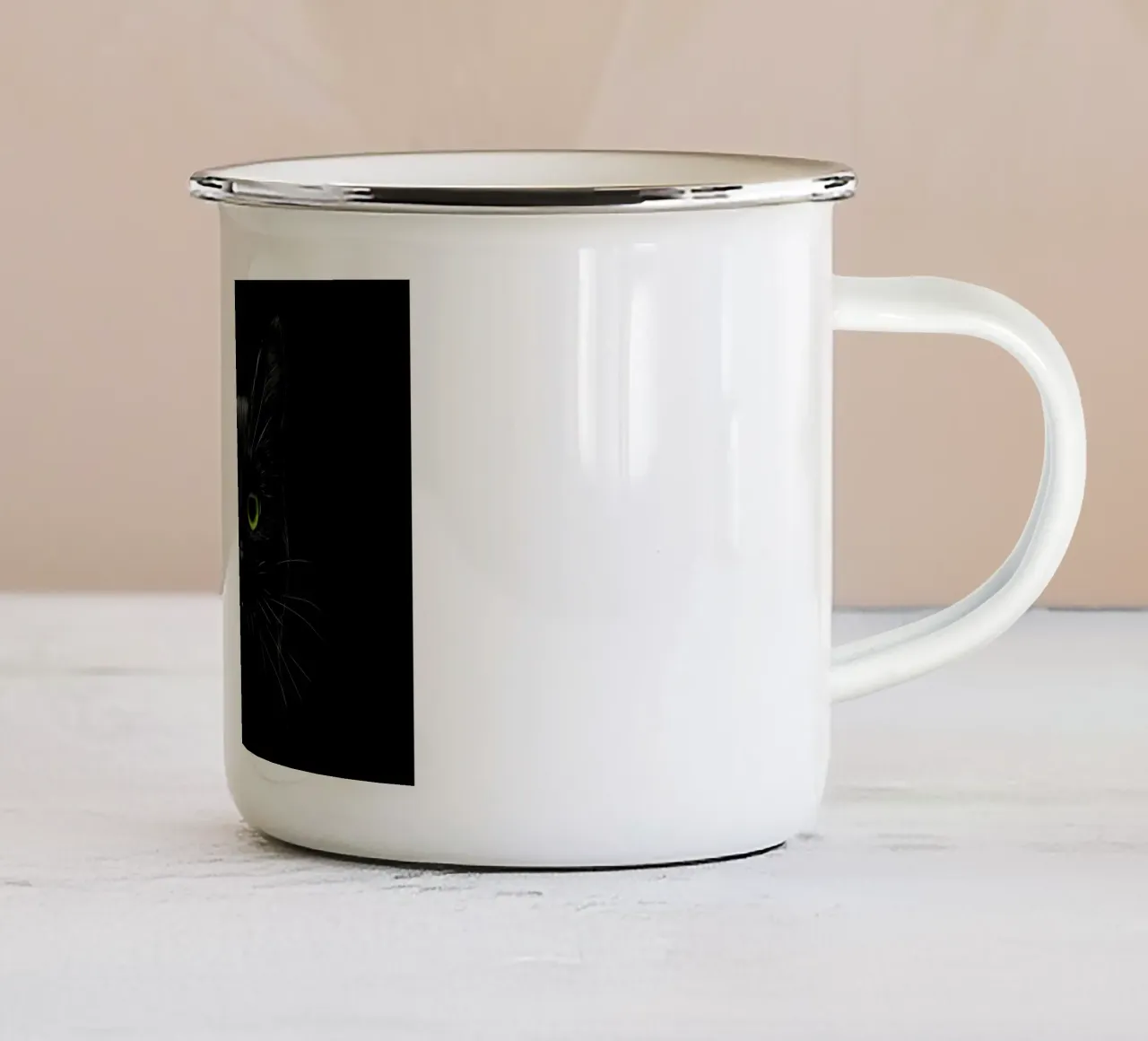 Gatto tazza in smalto da Delaplane