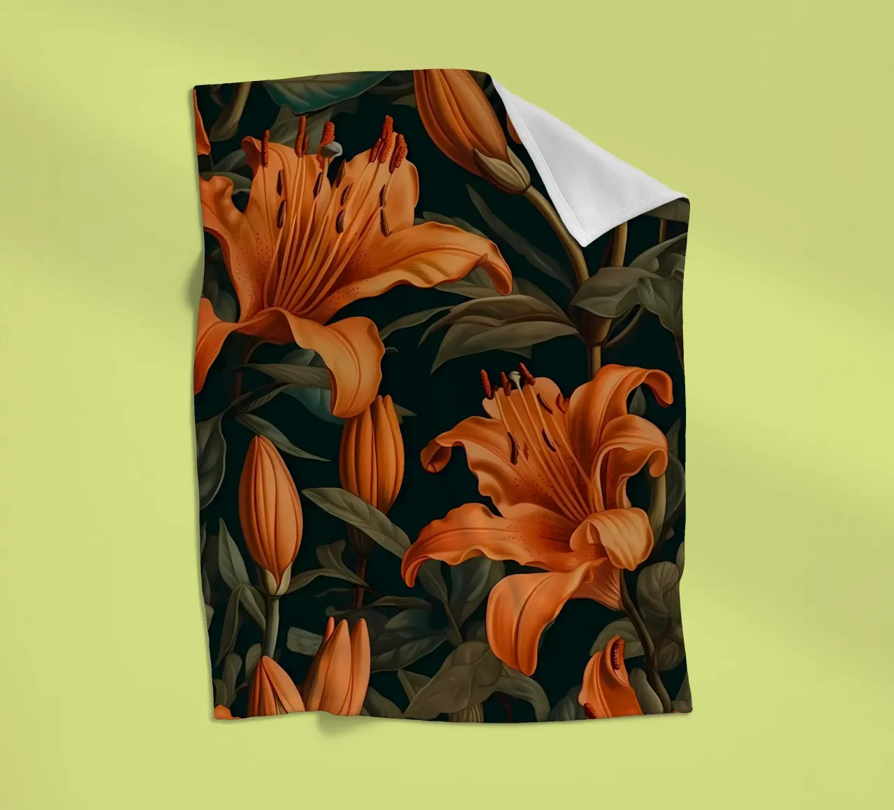Lily Yellow Flower fleece blanket by Mikesell