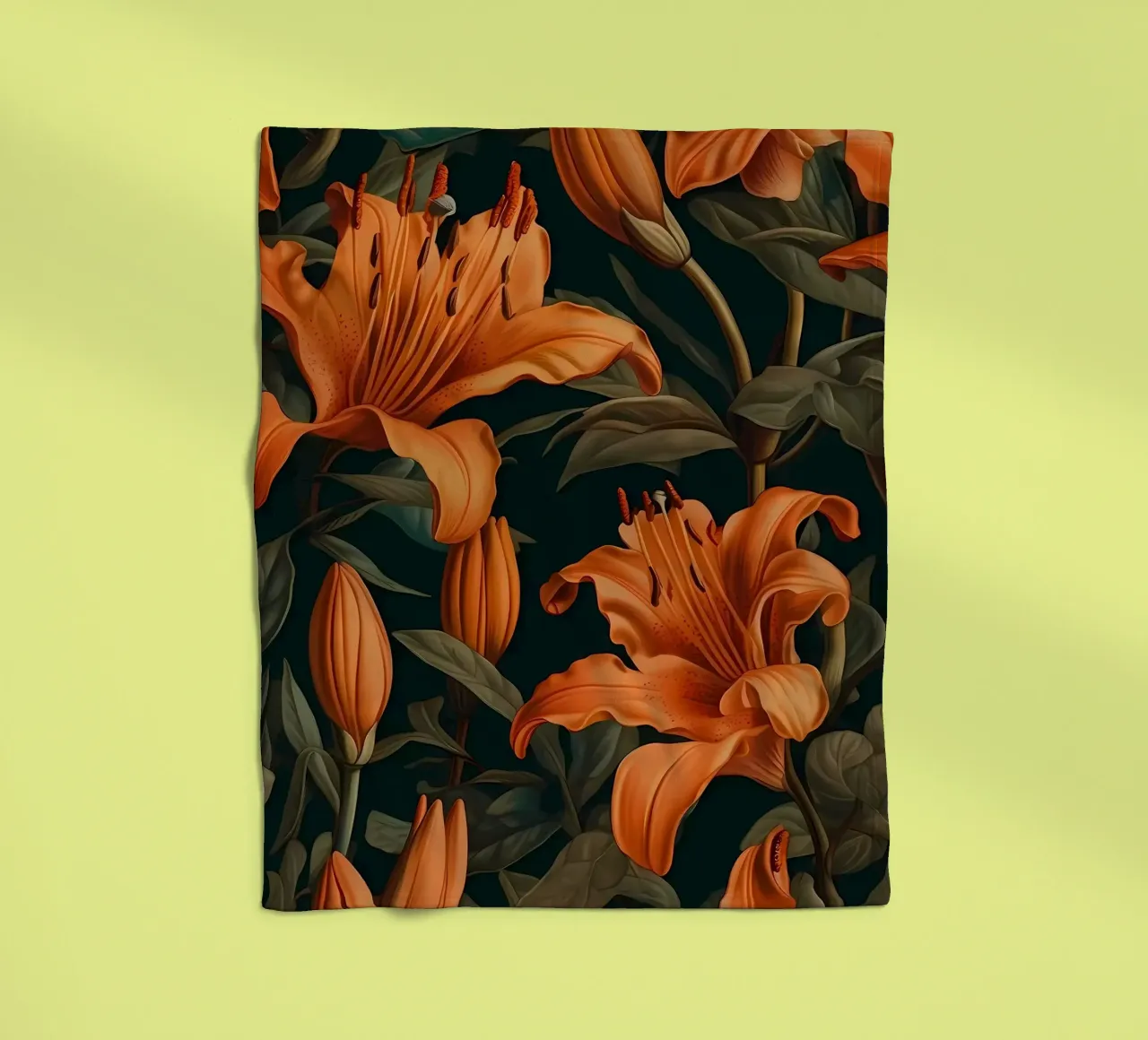 Lily Yellow Flower fleece blanket by Mikesell