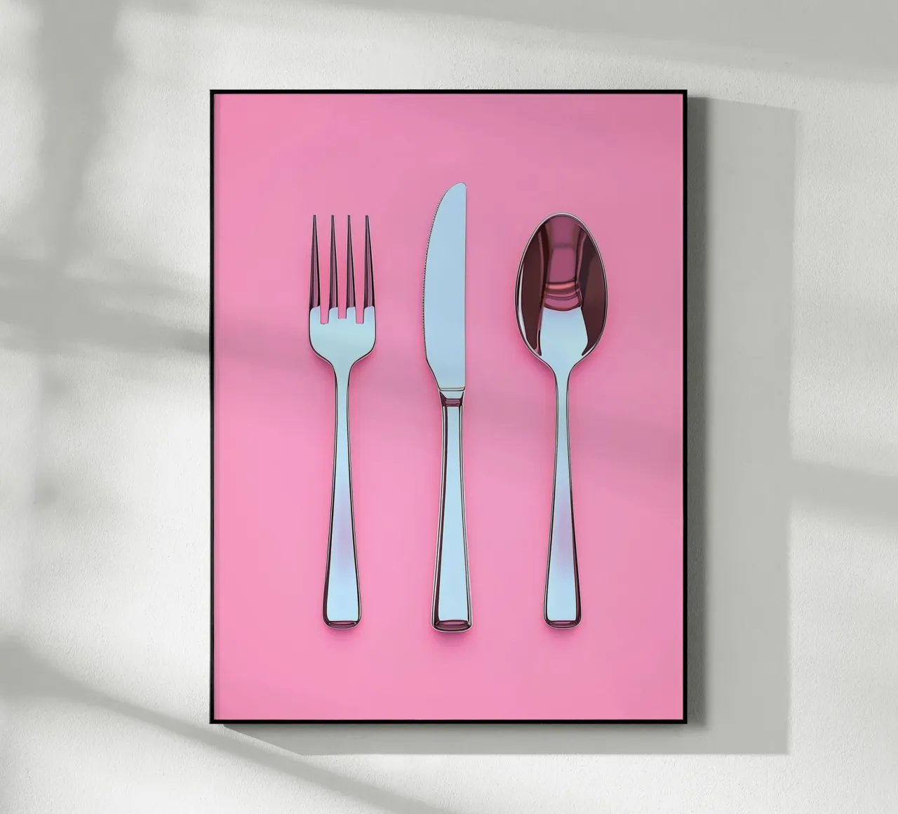 Posate lucide su sfondo rosa plexiglass da Spice & Style