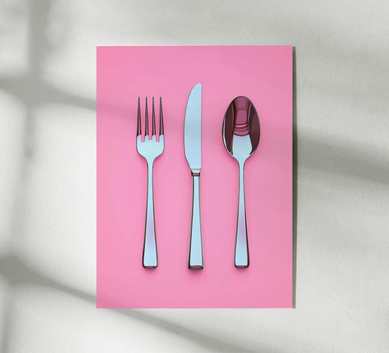 Posate lucide su sfondo rosa plexiglass da Spice & Style