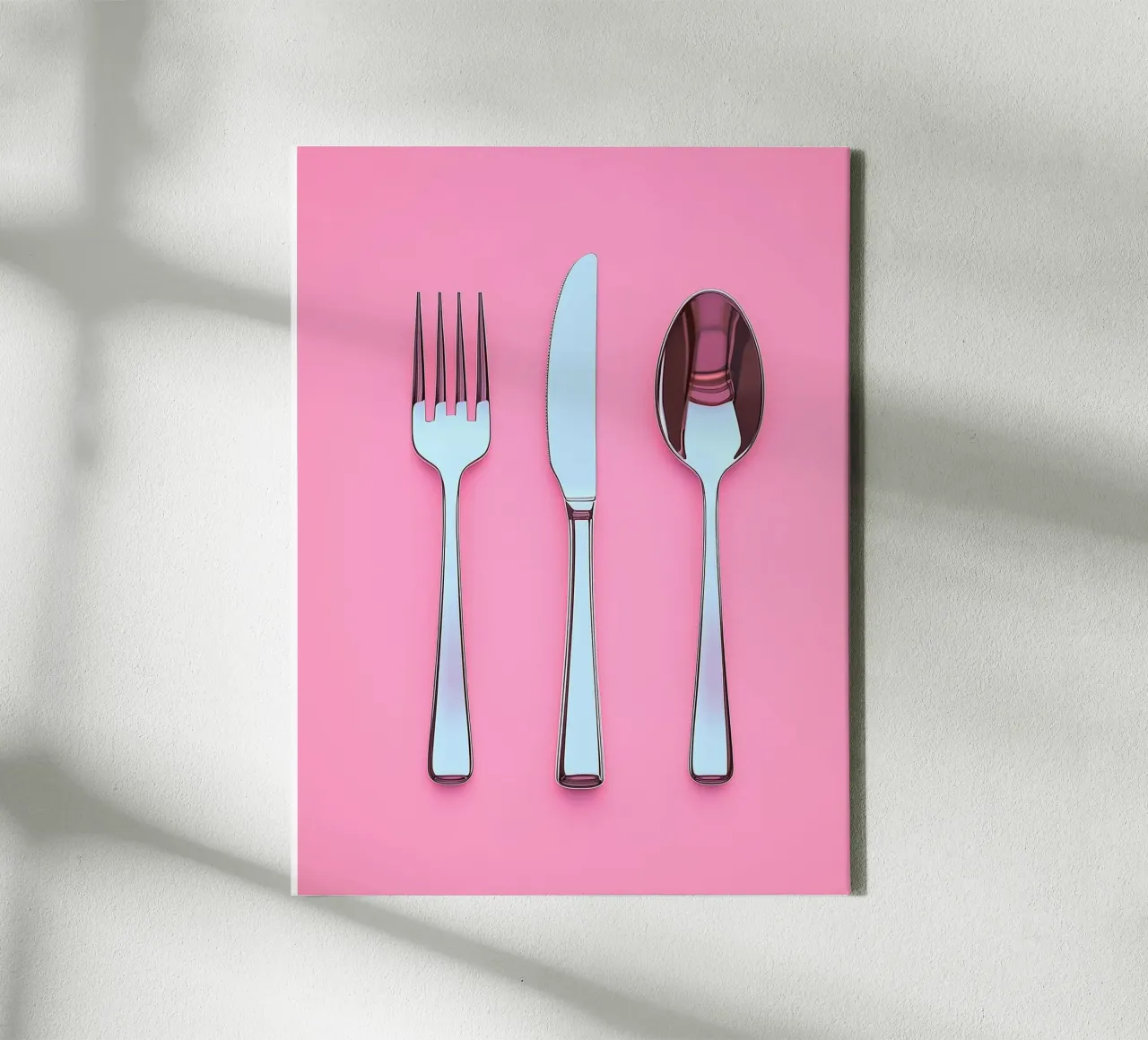 Posate lucide su sfondo rosa tela con Cornice a cassetta da Spice & Style