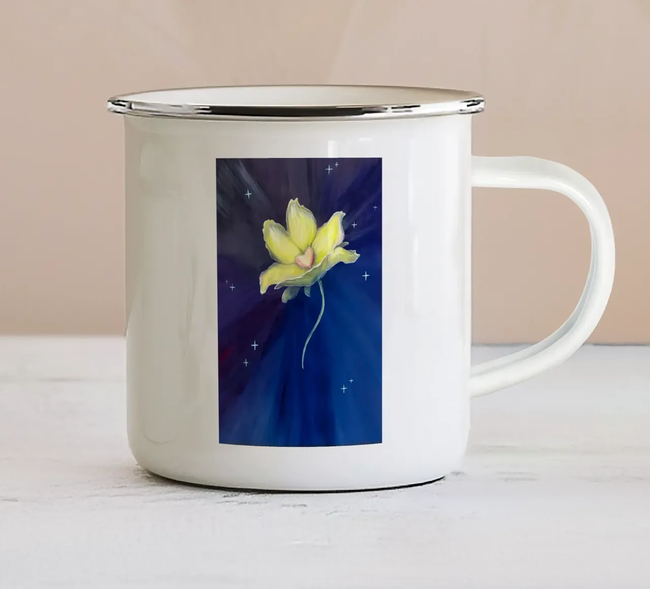 Giglio fiore giallo tazza in smalto da Mikesell