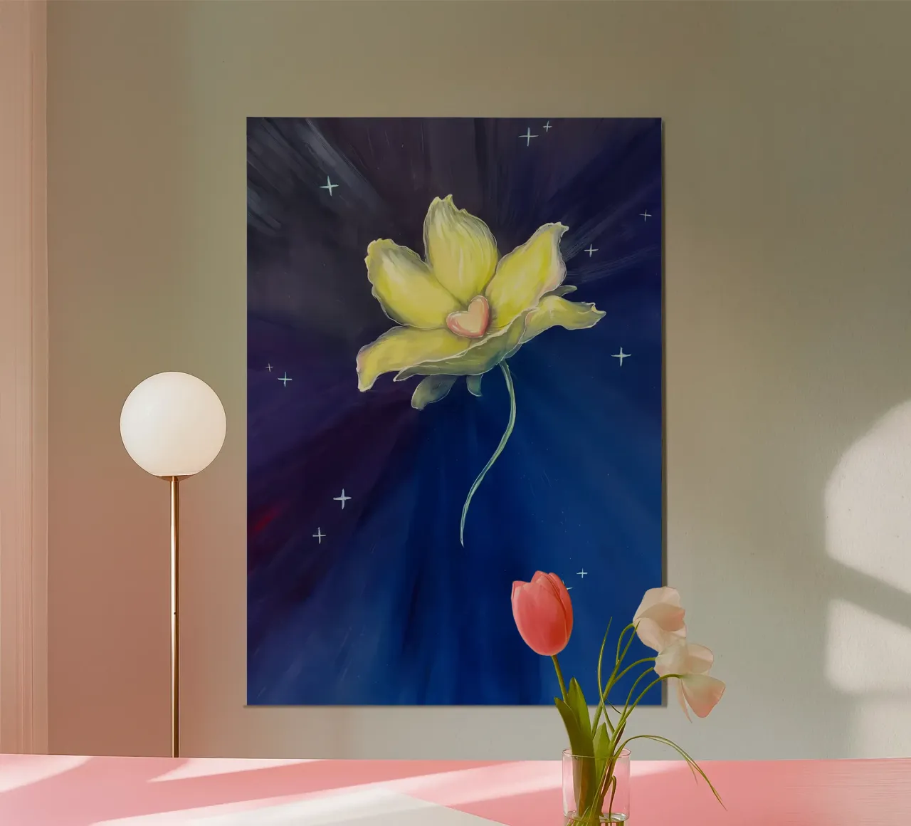 Giglio fiore giallo poster con telaio in legno da Mikesell