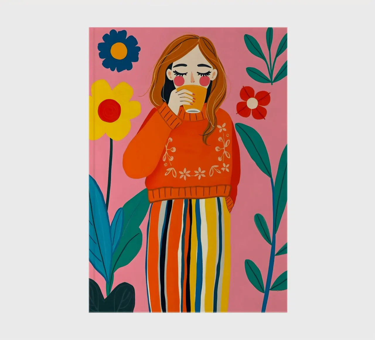 FEMME CALME ET DÉTENDUE DANS UN PANTALON RAYÉ carnet de notes de ARTOMATIC