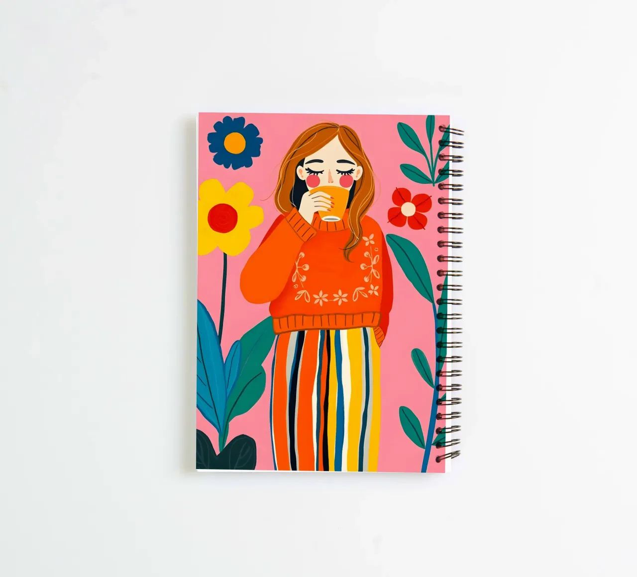 CALM WOMAN RELAXED IN STRIPED TROUSERS spiral notebook by ARTOMATIC