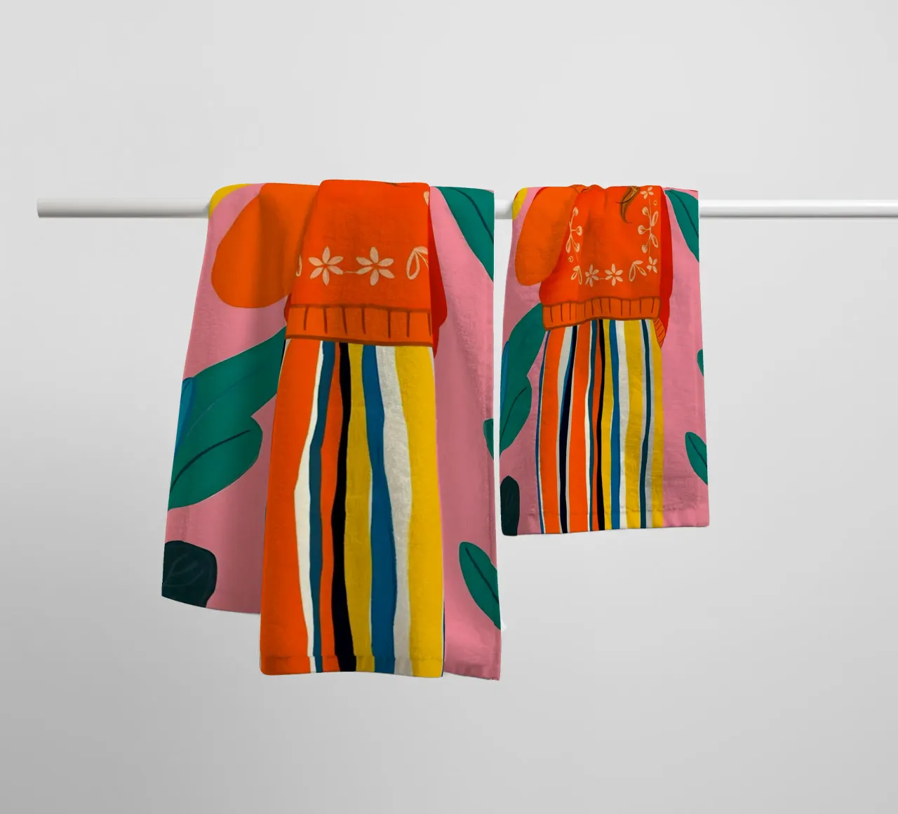 DONNA TRANQUILLA E RILASSATA IN PANTALONI A RIGHE asciugamano da bagno da ARTOMATIC