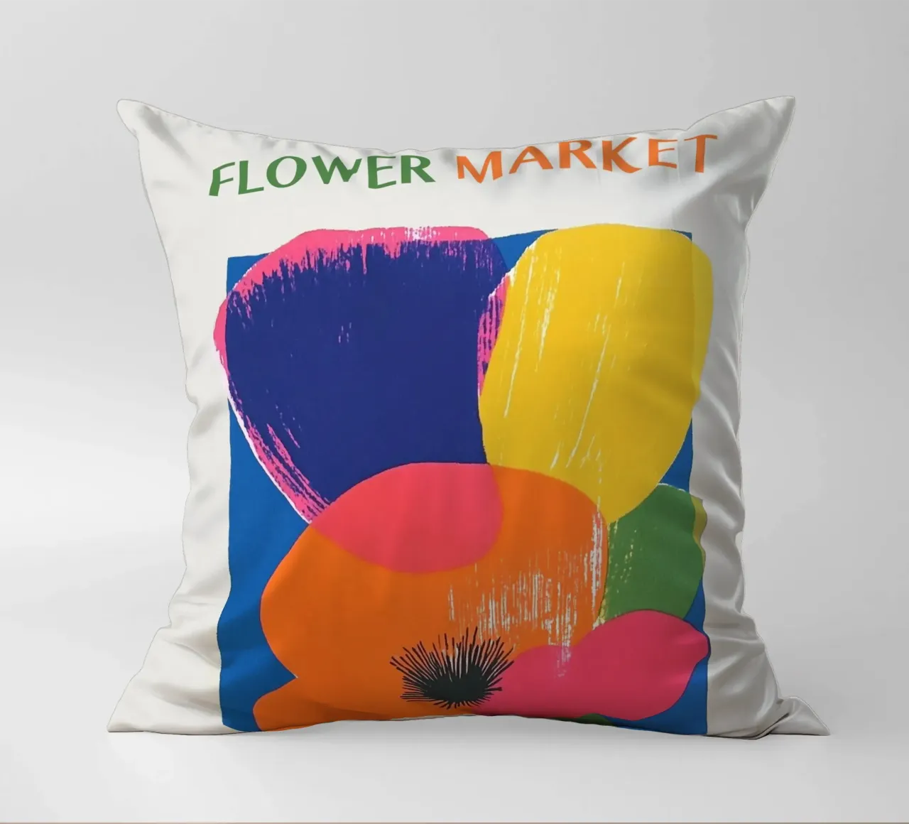 Flower Market Neon Pop decorative cushion by Carinaprint