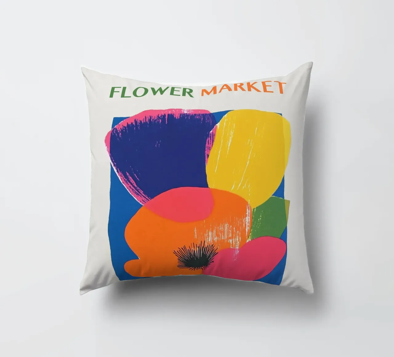 Flower Market Neon Pop decorative cushion by Carinaprint