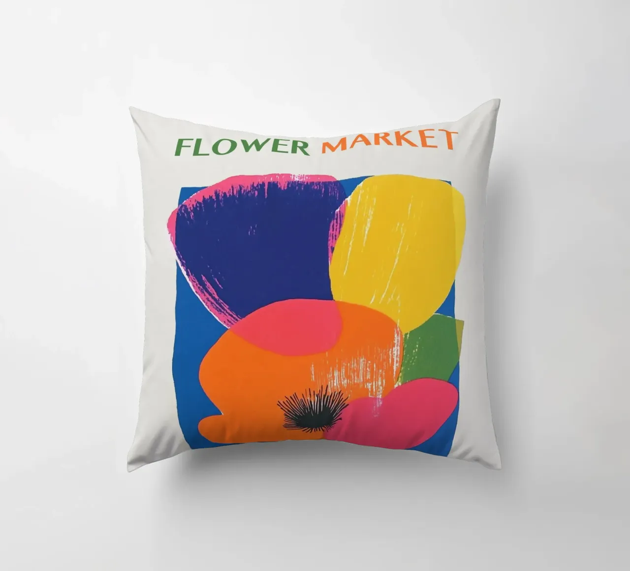 Flower Market Neon Pop decorative cushion by Carinaprint