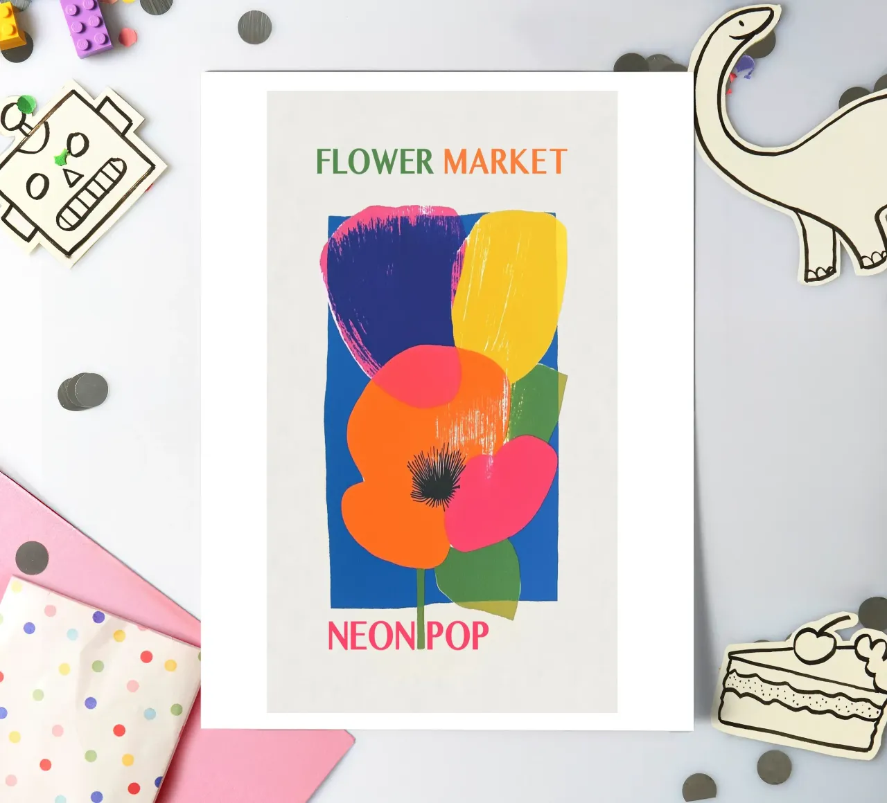 Flower Market Neon Pop sticker sheet by Carinaprint