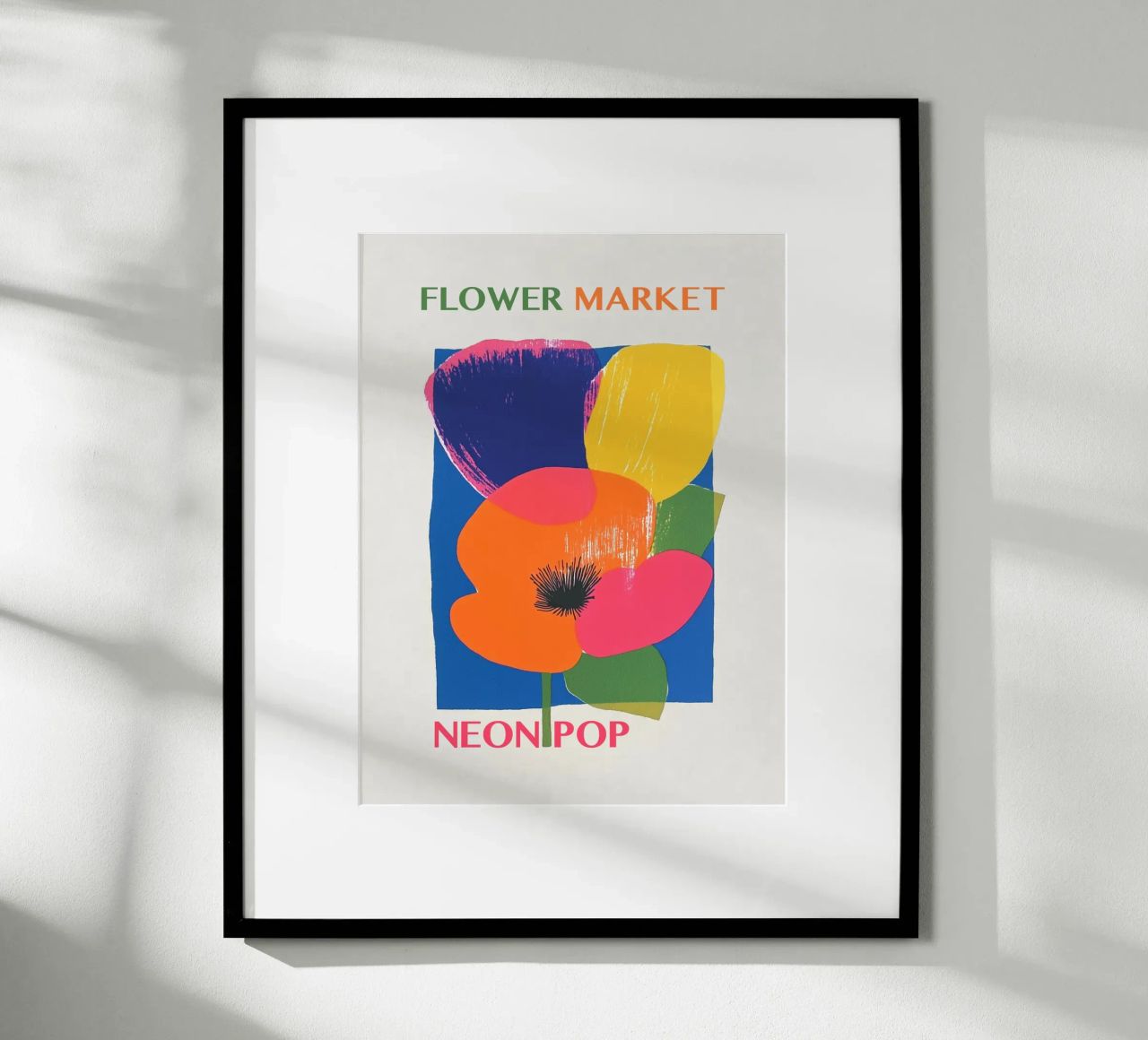 Blumenmarkt Neon Pop Poster von Carinaprint