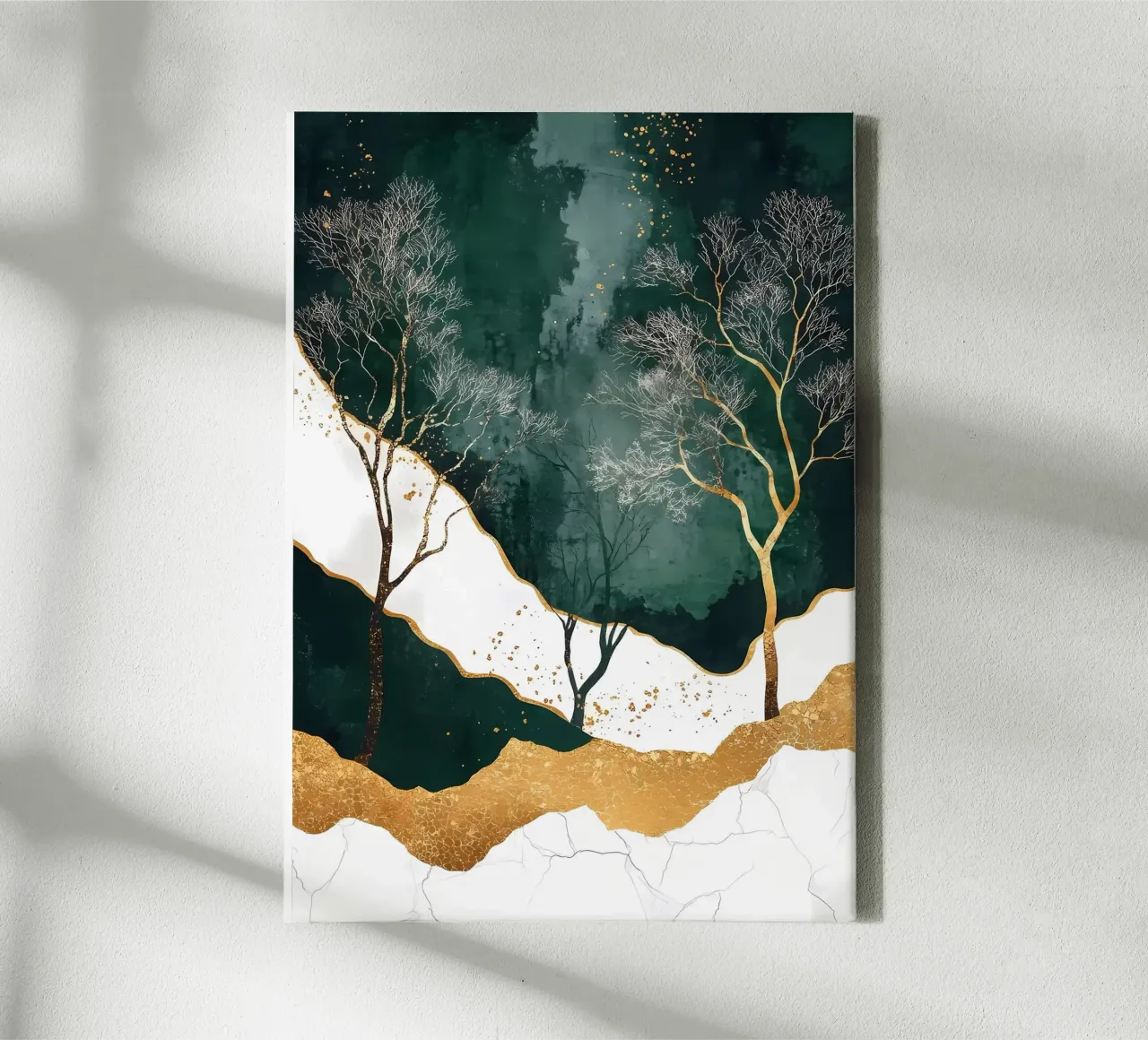 Art forestier vert doré toile avec Caisse américaine de Ginnery