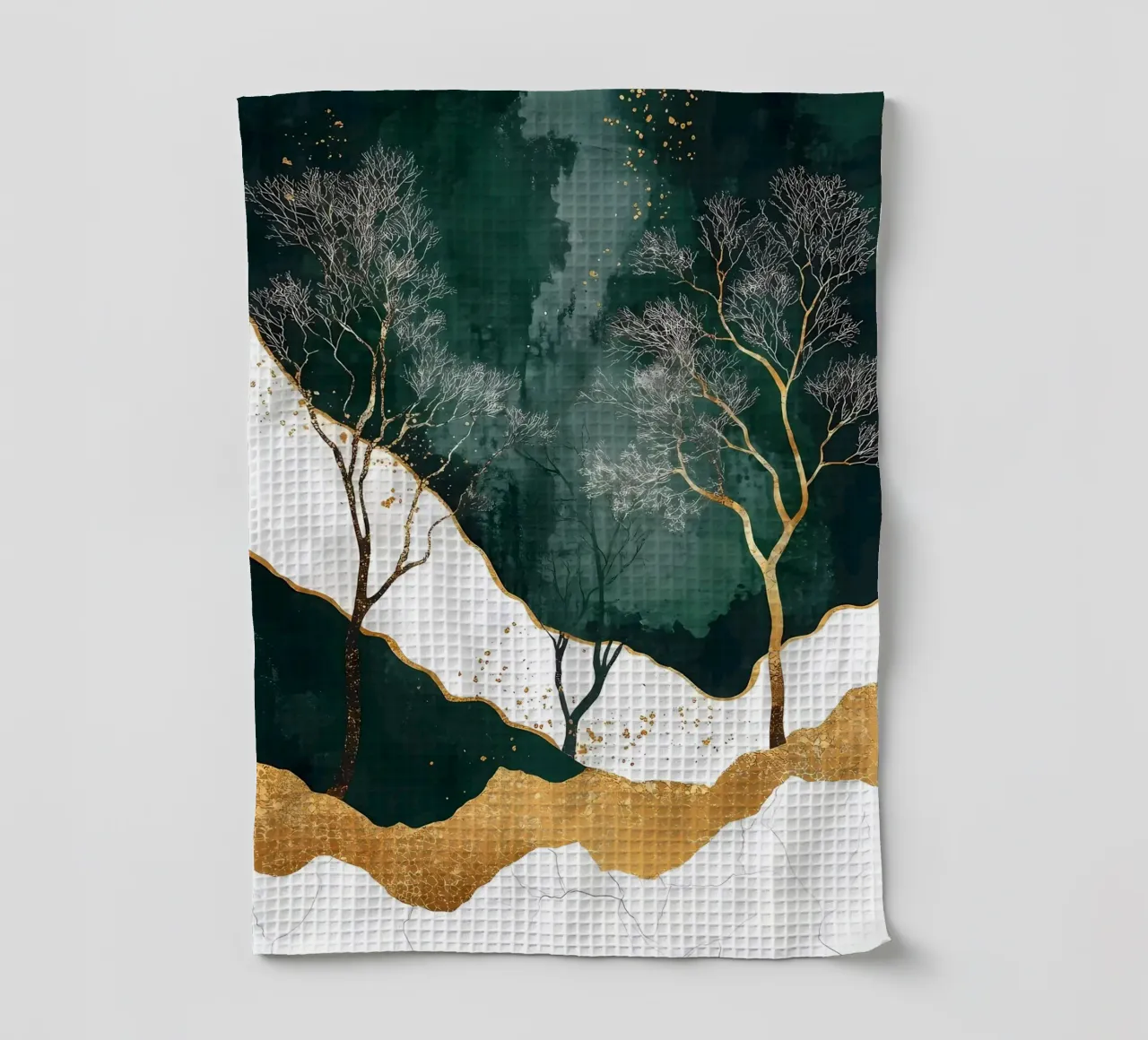 Art forestier vert doré torchon de Ginnery