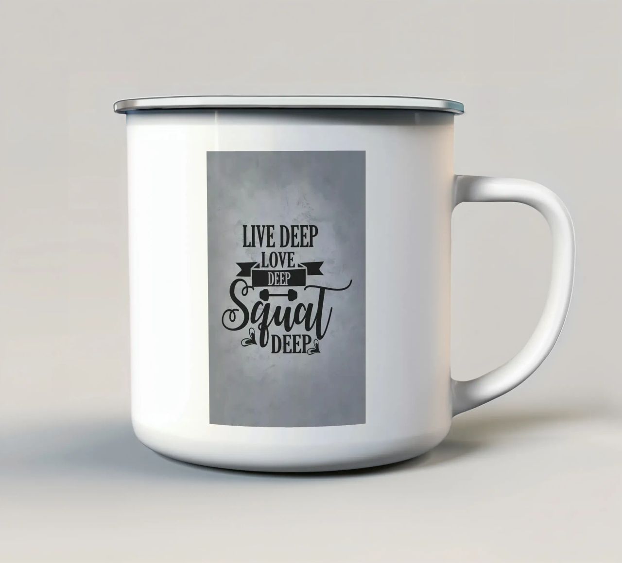 Vivere, amare, fare uno squat profondo tazza in smalto da Farryn