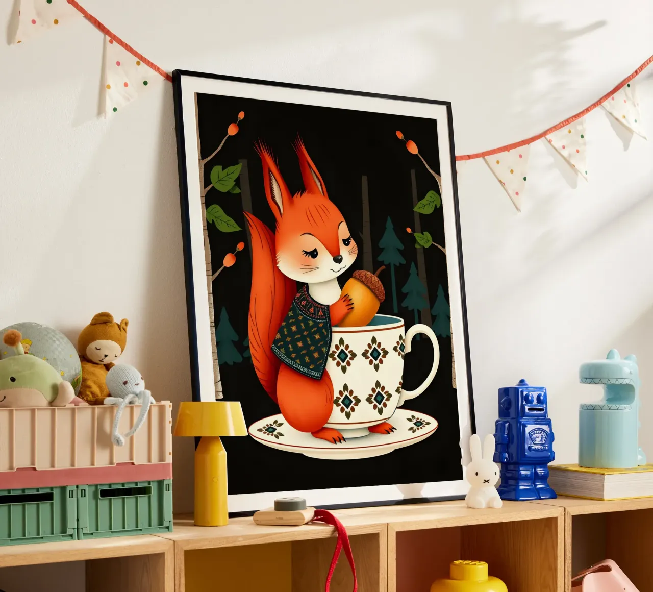 SQUIRREL WITH ACORN IN TEACUP hahnemühle by COLLEEN CRAFTS