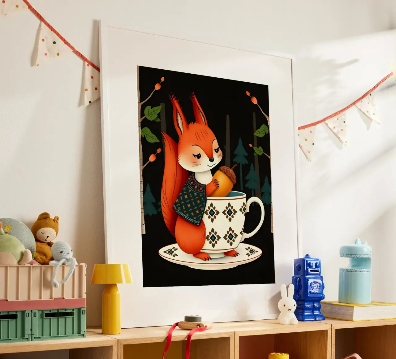 SQUIRREL WITH ACORN IN TEACUP hahnemühle by COLLEEN CRAFTS