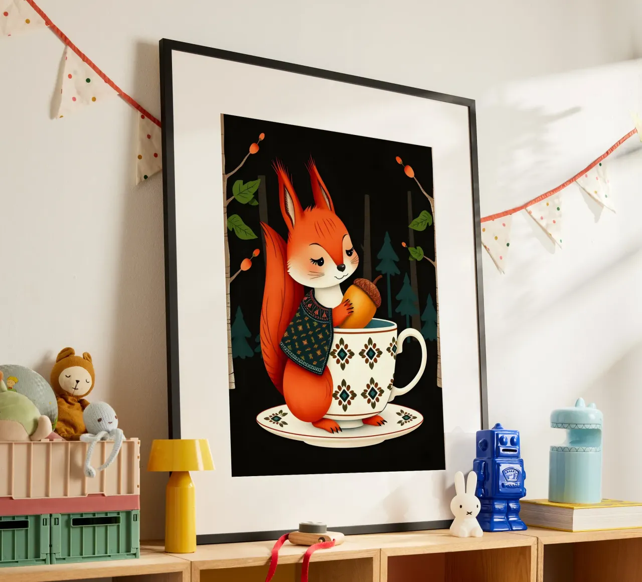 SQUIRREL WITH ACORN IN TEACUP hahnemühle by COLLEEN CRAFTS