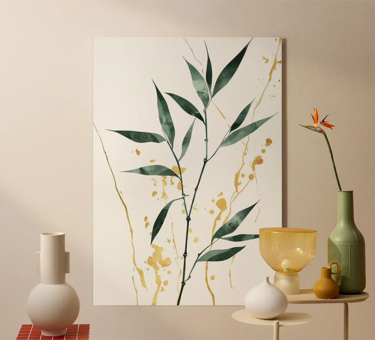 Bambù verde con oro plexiglass da Ginnery