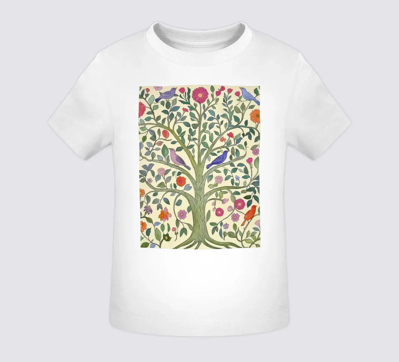 Albero della Vita Vintage Botanico Fiori e Uccelli di Primavera maglietta neonato da Gentle Echoes Art