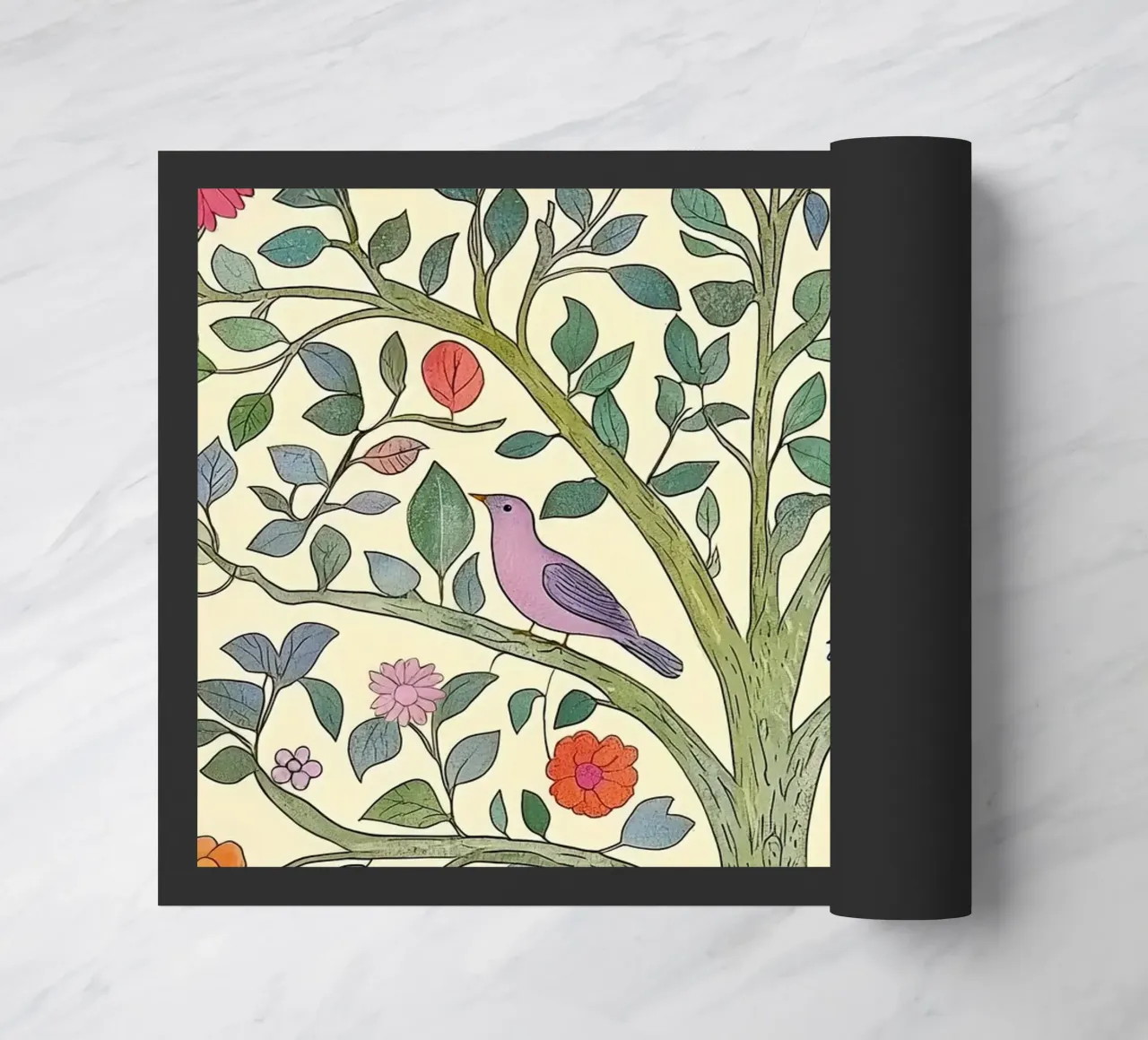 Albero della Vita Vintage Botanico Fiori e Uccelli di Primavera zerbino da Gentle Echoes Art
