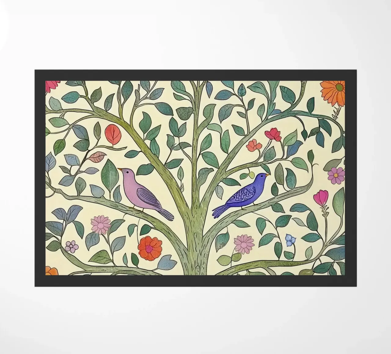 Albero della Vita Vintage Botanico Fiori e Uccelli di Primavera zerbino da Gentle Echoes Art