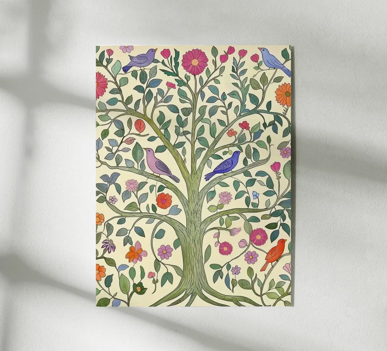Albero della Vita Vintage Botanico Fiori e Uccelli di Primavera plexiglass da Gentle Echoes Art