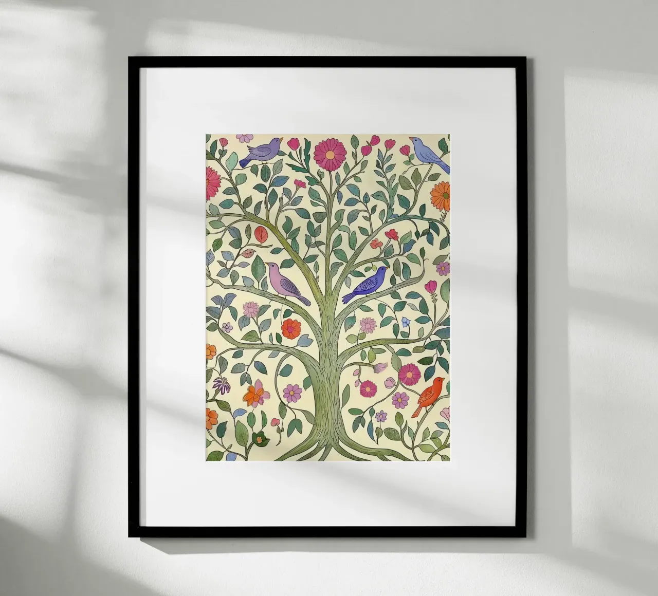 Albero della Vita Vintage Botanico Fiori e Uccelli di Primavera carta hahnemühle da Gentle Echoes Art