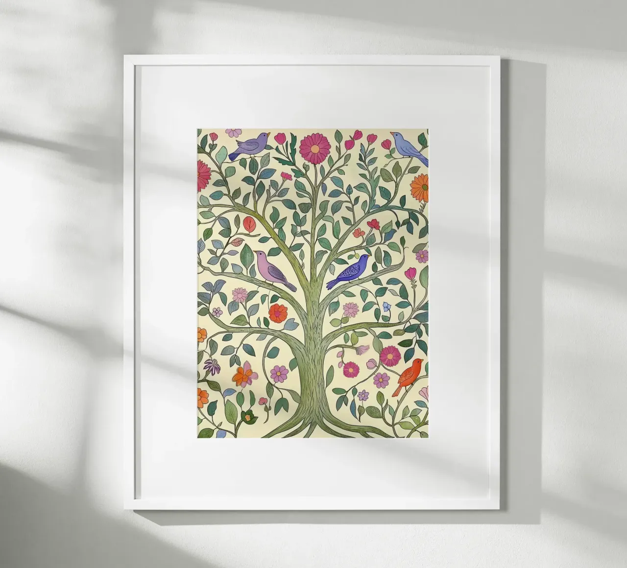 Albero della Vita Vintage Botanico Fiori e Uccelli di Primavera carta hahnemühle da Gentle Echoes Art