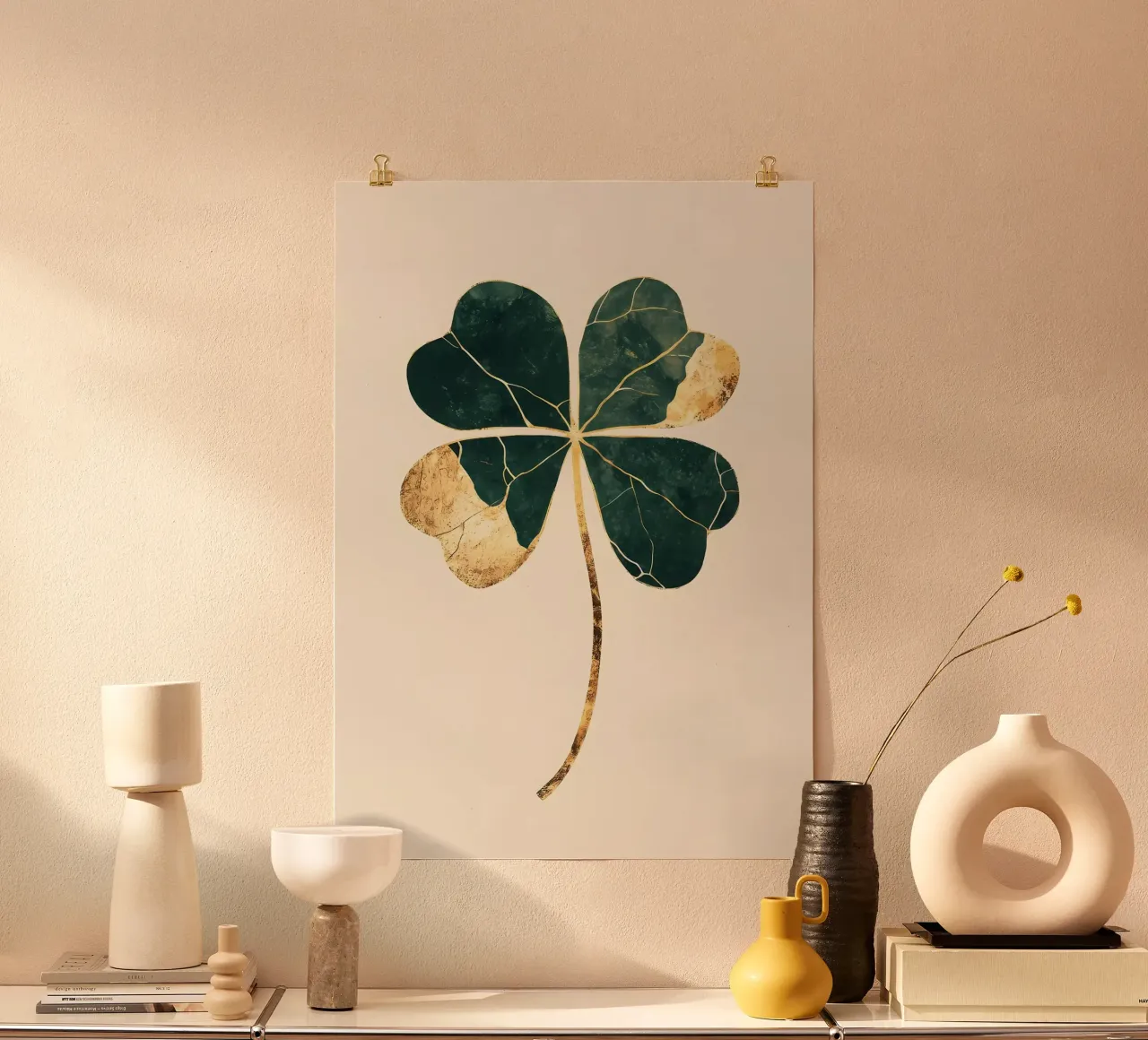 Trifoglio a foglia d'oro carta hahnemühle da Ginnery