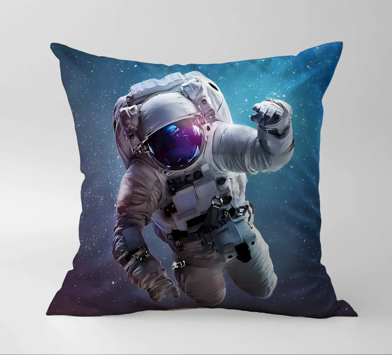 Astronauta in una galassia luminosa cuscino da Delaplane