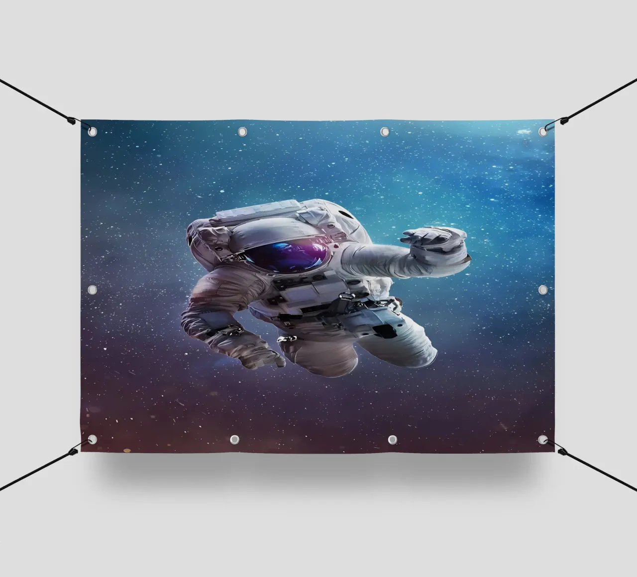 Astronauta in una galassia luminosa telo in pvc da Delaplane