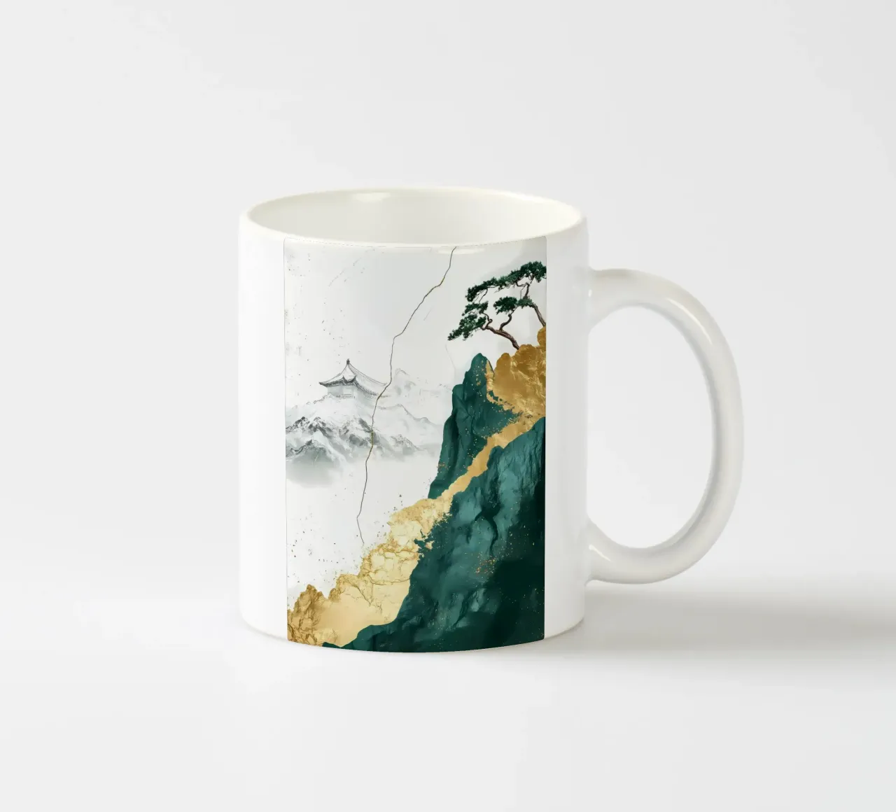 Paesaggio verde montagna d'oro tazza in ceramica da Ginnery