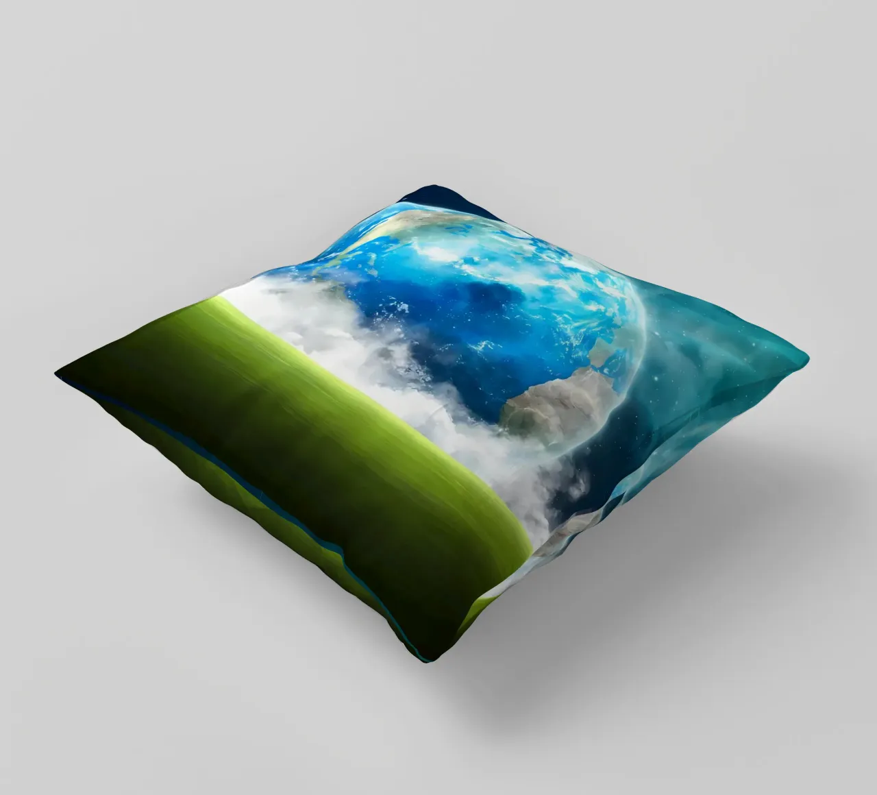 Grassy field in space decorative cushion by Delaplane