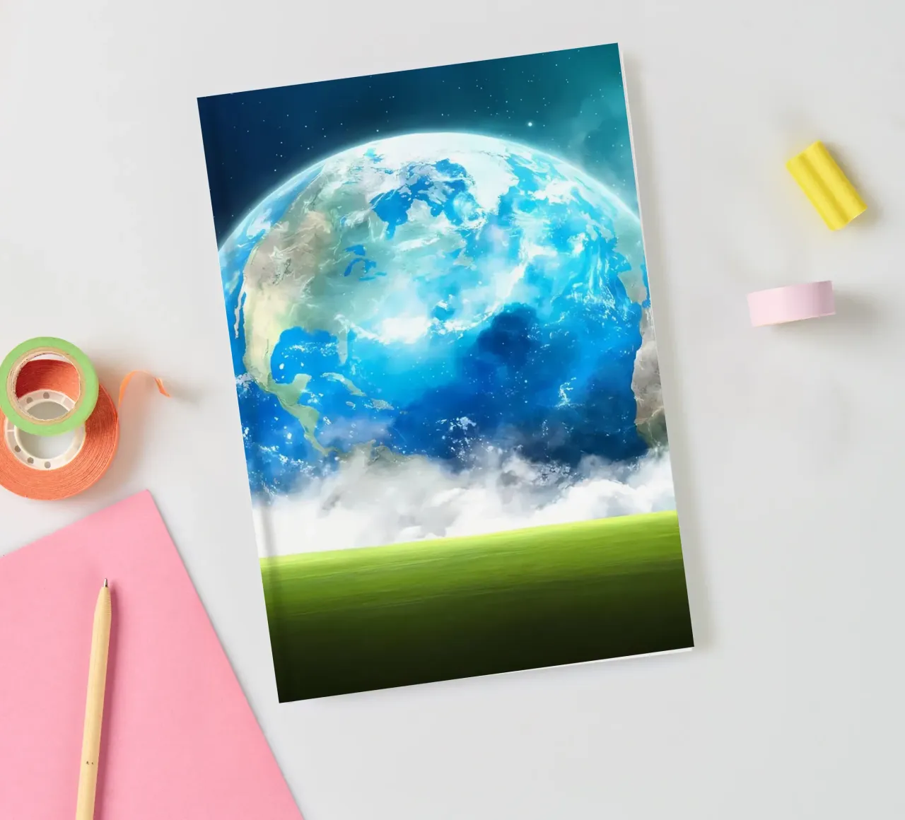 Grassy field in space notebook by Delaplane