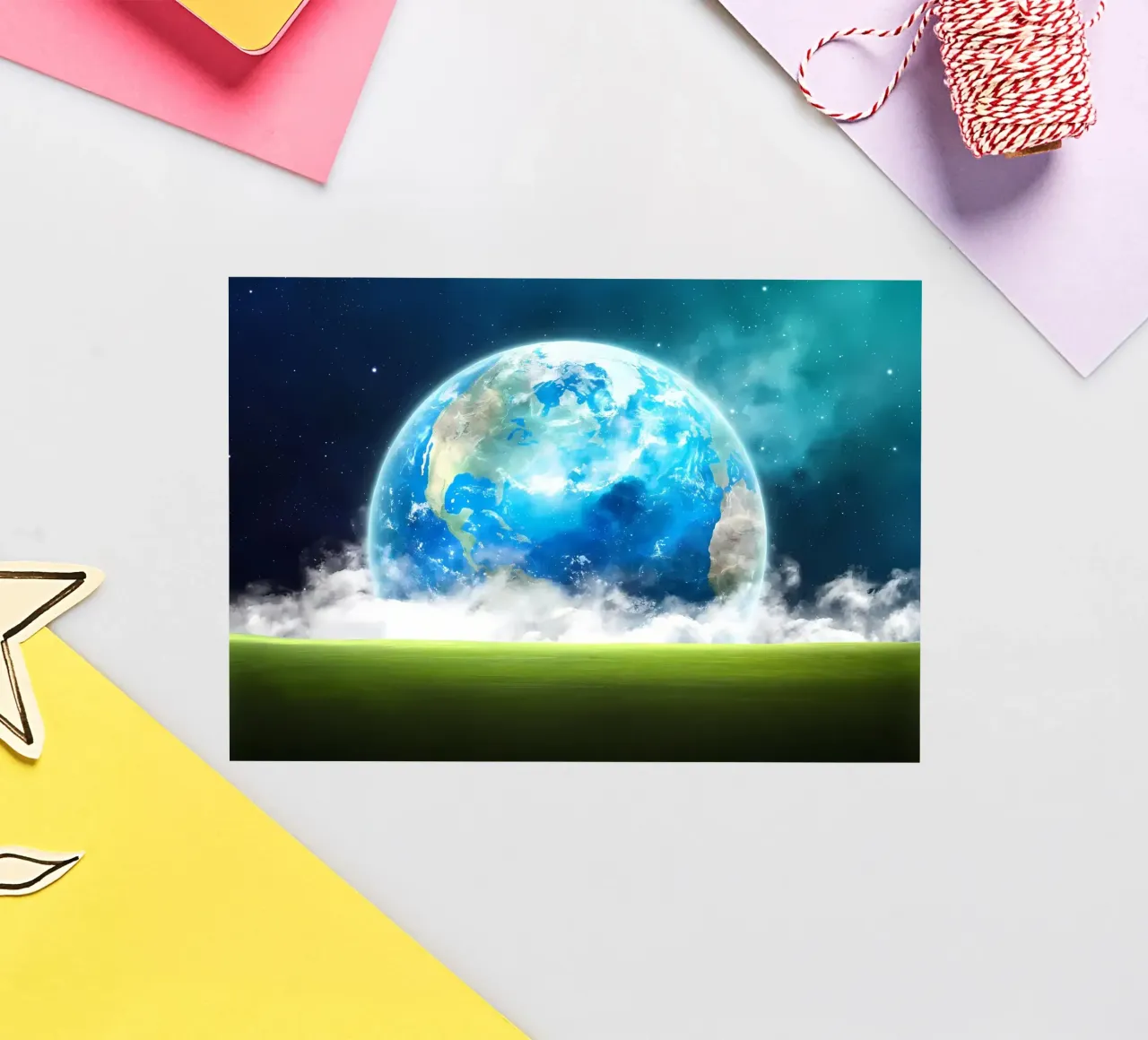 Grassy field in space sticker by Delaplane