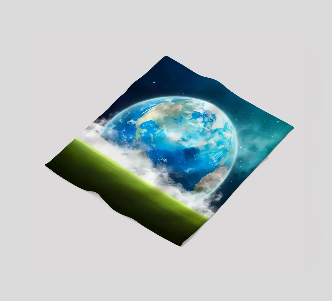 Grassy field in space fleece blanket by Delaplane
