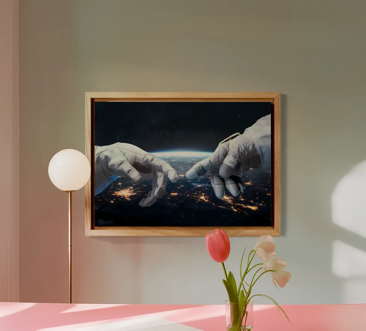 Mani di astronauta e robot alluminio dibond da Delaplane