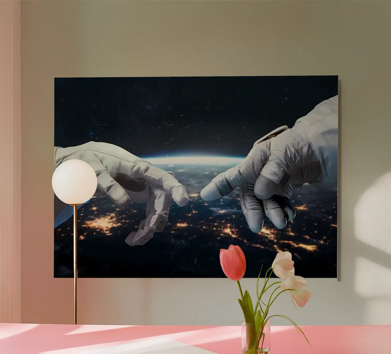 Mani di astronauta e robot alluminio dibond da Delaplane