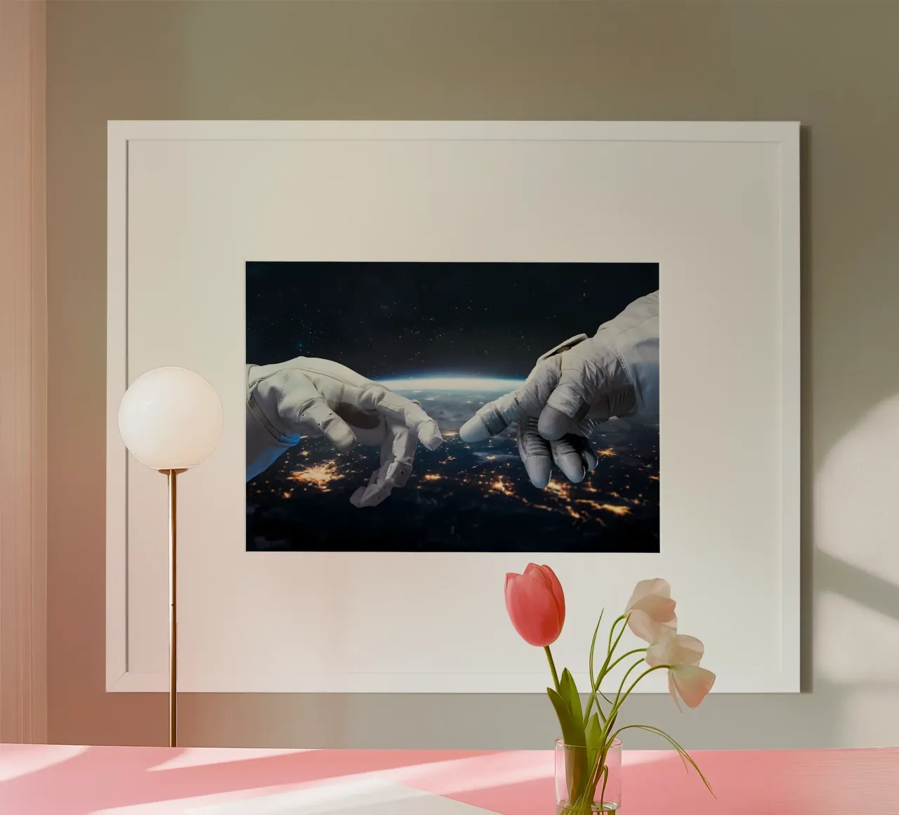 Mani di astronauta e robot carta hahnemühle da Delaplane