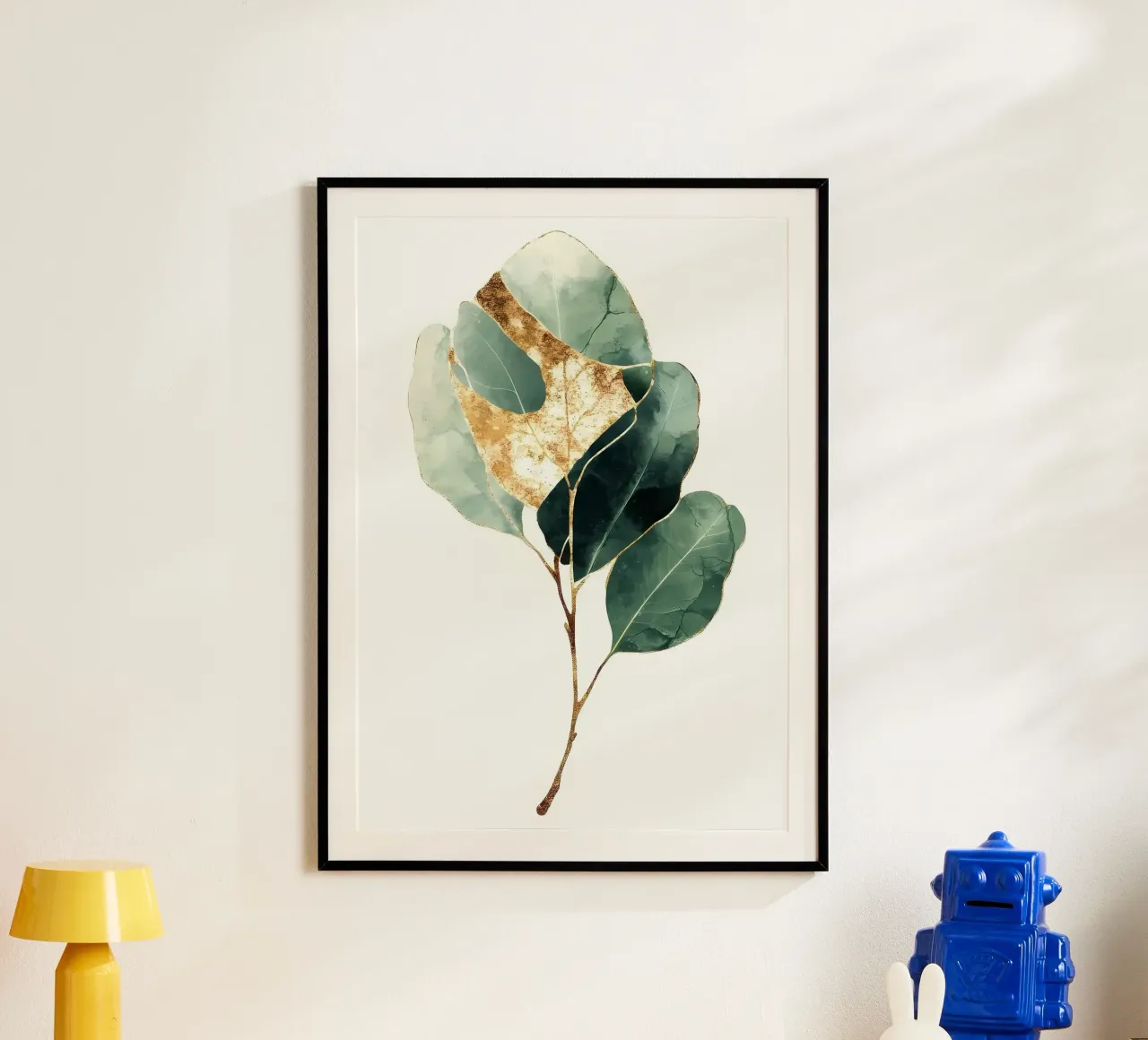 Acquerello a foglia d'oro poster con telaio in legno da Ginnery