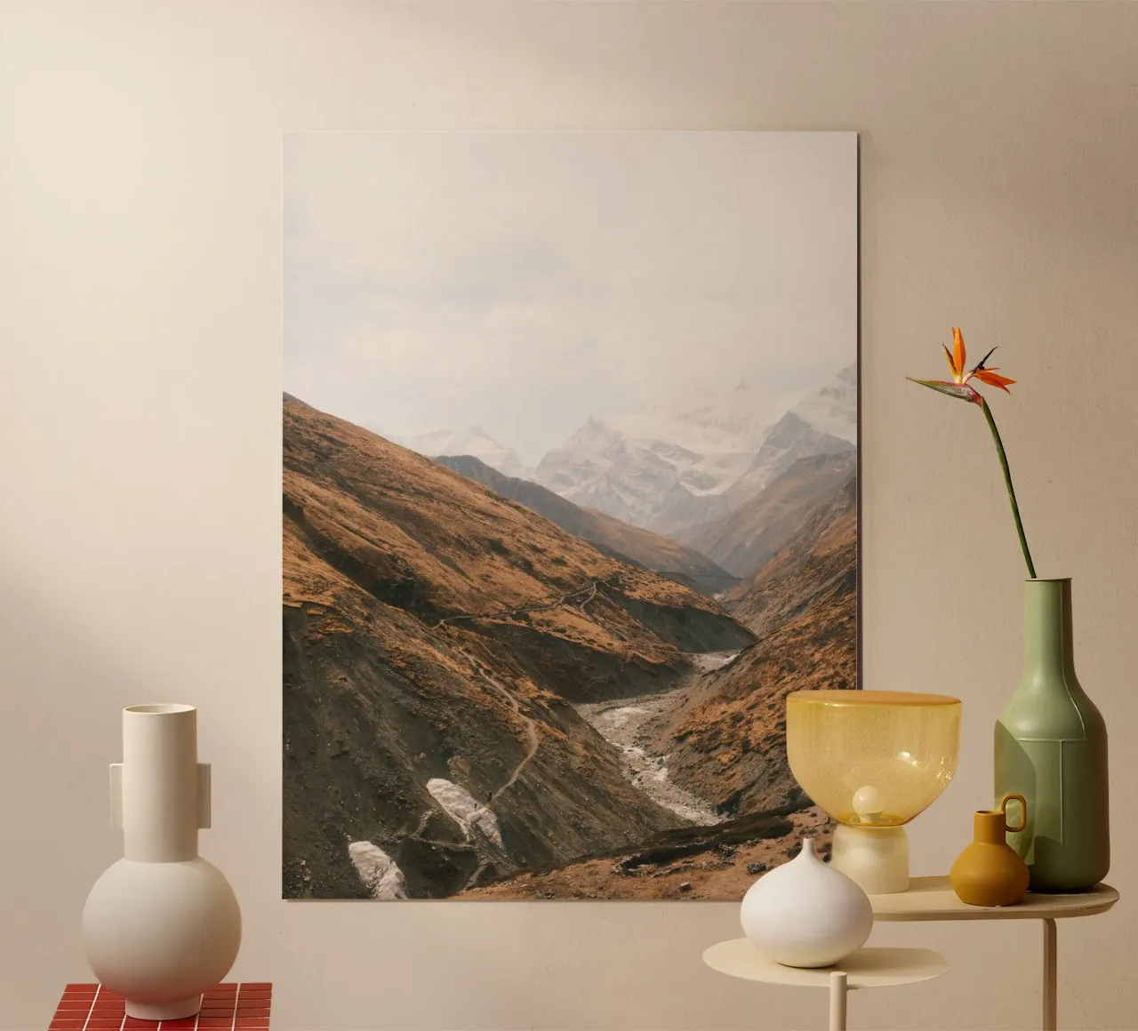 Winding Trails of the Himalayas poster con telaio in alluminio da FujiPrints
