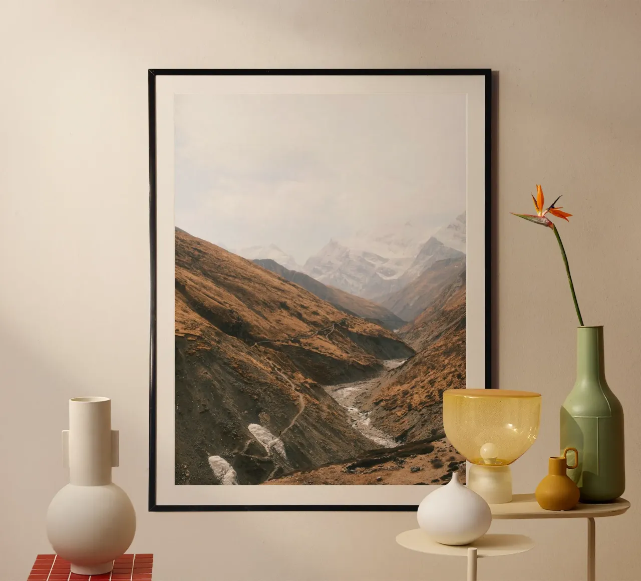 Winding Trails of the Himalayas poster con telaio in alluminio da FujiPrints