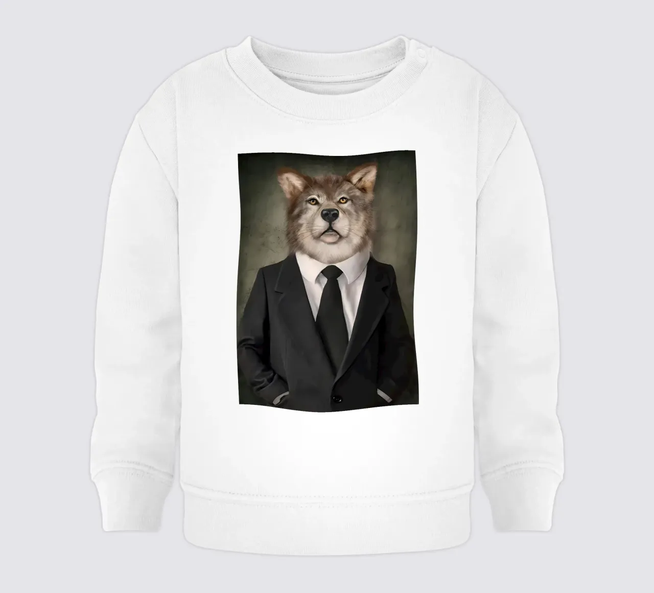 Lobo con ropa sudadera de bebé de Delaplane