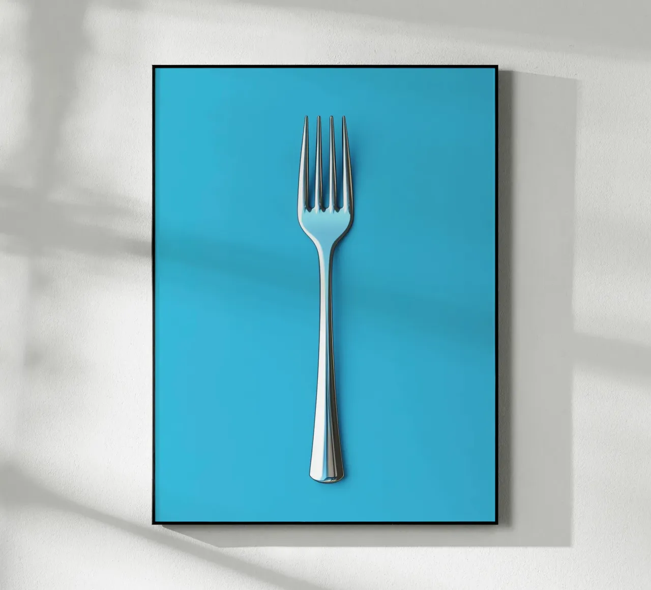 Forchetta d'argento su sfondo blu plexiglass da Spice & Style