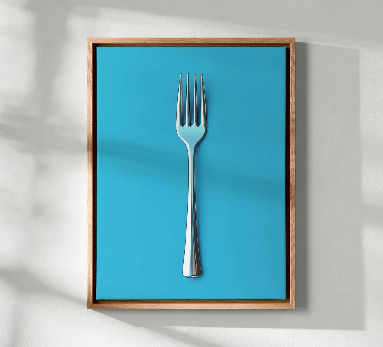 Forchetta d'argento su sfondo blu tela con Cornice a cassetta da Spice & Style